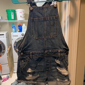 American Eagle Overall Shorts Ripped